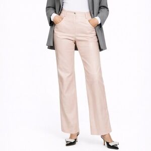 $625 MSGM Pink Straight-Leg Faux-Leather Croc Trousers Pants jeans LARGE